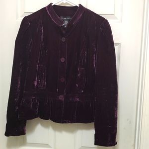 New York & Company Velour Button Down, Lined Women's Purple Jacket, Size 12,